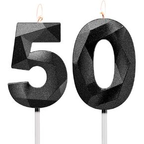 شمعة رقم 50 لعيد الميلاد والذكرى السنوية، شمعة عيد الميلاد الخمسين لتزيين الكيك - رقم 50 / النمط E