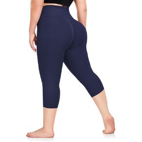 Plus Size Capri Leggings for Women- XL-4XL High Waist Tummy Control Stretchy Workout Yoga Pants Plus Capris