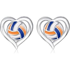 أقراط TANGPOET الرياضية على شكل قلب من الفضة الإسترليني عيار 925، هدايا مجوهرات رياضية للسيدات الشابات لمحبي الرياضة in Kuwait