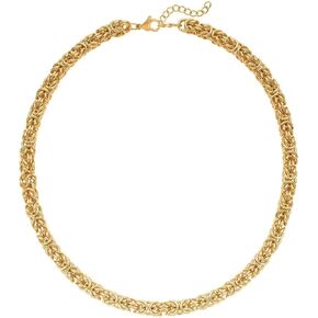 Shop LC Stainless Steel Byzantine Link Chain Necklace for Women Size 20-22" 92.20 Grams Valentines Day Gifts for Women