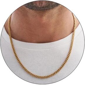 FEEL STYLE 4/6mm Gold Cuban Link Chain for Men, Mens Chain Necklaces, Stainless Steel Chain Necklaces for Men Women 18-24inch