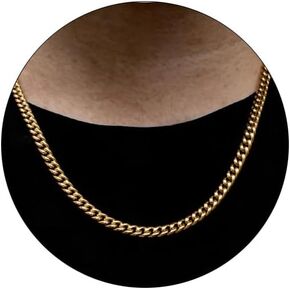 FEEL STYLE 4/6mm Gold Cuban Link Chain for Men, Mens Chain Necklaces, Stainless Steel Chain Necklaces for Men Women 18-24inch