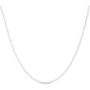 KEZEF Women's Sterling Silver Ball Bead Chain Necklace, Dog Tag Chain, 14-36 Inches, Made in Italy