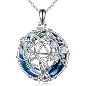 Tree of Life Necklace 925 Sterling Silver Chai Yin Yang AA Witches Knot Tree of Life Crystal Pendant Jewelry Gifts for Women
