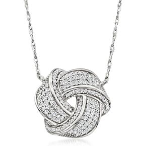 Ross-Simons 0.50 ct. t.w. Diamond Love Knot Necklace in Sterling Silver. 16 inches