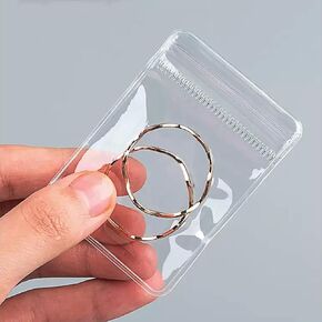 Fnuiddt 48 Pack PVC Clear Jewelry Anti Oxidation Zipper Bag Antitarnish Plastic Bags for Packaging Jewelry Rings Earrings Transparent Poly Pouch (Clear, 2.36×9.05 inch)