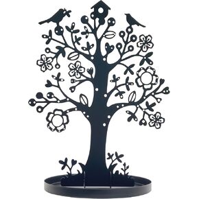 Metal Earring Tree Organizer,Jewelry Tree Earring Display Stand (Black A)