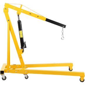 PioneerWorks 4400 Lbs Crane Engine Hoist Folding Engine Cherry Picker Ship Crane Heavy Duty Steel Lift Garage Workshop Auto Repair Foldable Stand 6 Caster Msx 2000Ton - Yellow