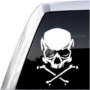 Skull and Crossbones Vinyl Decal Bumper Sticker for Cars, ATV, Notebooks, Vehicles, Boats, Computers, andCoolers 6"x8"