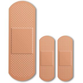 Bandage Band Aid Decal Sticker (3 Pack) 1-9 x 3 Inch and 2-5 x 1.67 Inch - Perfect Funny Coverup for Any Ouchy, Boo-Boo or Blimish (Pink)