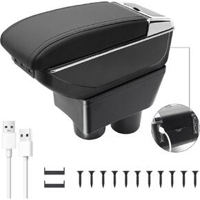 YJYWZH Car Armrest Box Fit for Nissan Versa 2020-2024, 7USB Double-Layer Armrest Organizer Box Centre Consoles with Cup Holder Arm Rest Automotive Accessories