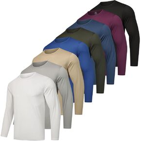 Long-Sleeved Sports T-Shirts Light Polyester Fabric 8-Piece Combination Suitable for Running Training