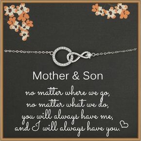 Mother Son Bracelet, 925 Sterling Silver Infinity CZ Circle Bracelet, Birthday Gifts for Mom from Son, Mother's Day Gifts for Women, Mother Son Gifts, New Mom Gift