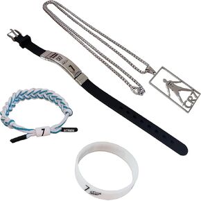 4 Pack Portugal 7 Necklace 24'' Stainless Steel Soccer Chain Necklaces #7 Silicone Wristband Sport fans Braided Bracelets