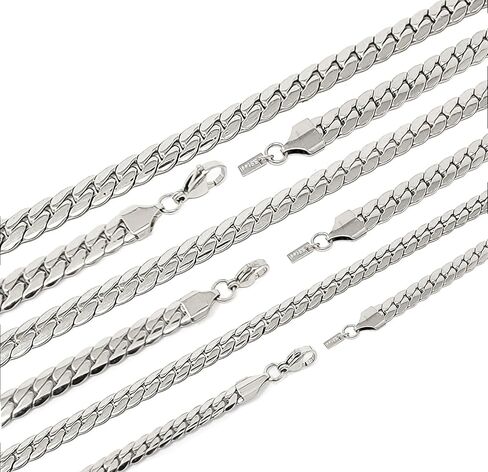 316L Stainless Steel Miami Cuban Chain Flat 4.5mm, 6mm, 8mm 16"/ 18"/ 20"/ 24" Necklace. in Kuwait
