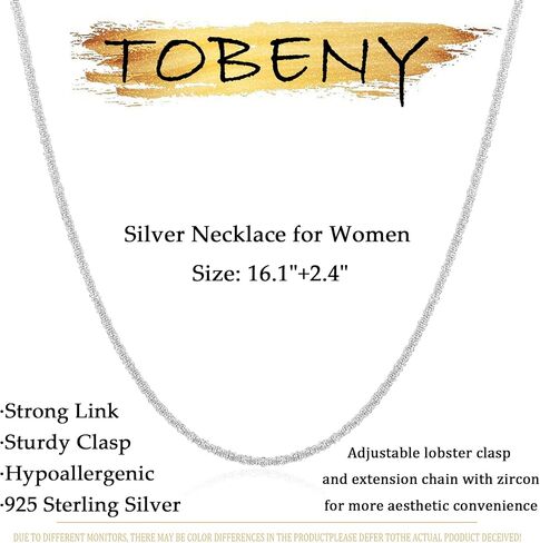TOBENY 14K Gold Necklace for Women 925 Sterling Silver Chain Necklace Dainty Gold Link Sparkle Herringbone Snake Pearl Station Box Chain Choker Necklaces Simple Gift for Women Jewelry in Saudi Arabia