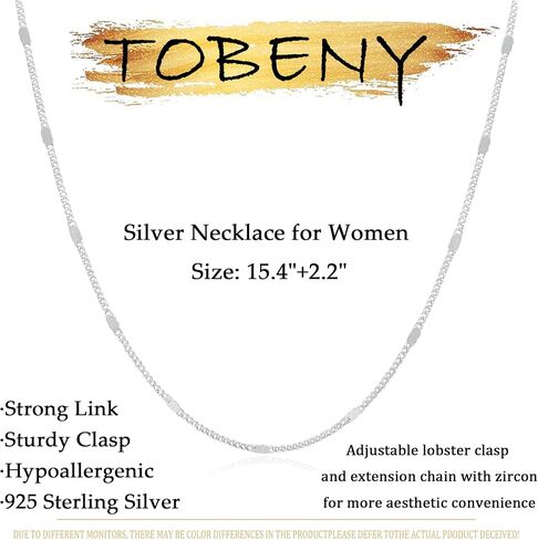 TOBENY 14K Gold Necklace for Women 925 Sterling Silver Chain Necklace Dainty Gold Link Sparkle Herringbone Snake Pearl Station Box Chain Choker Necklaces Simple Gift for Women Jewelry in Saudi Arabia