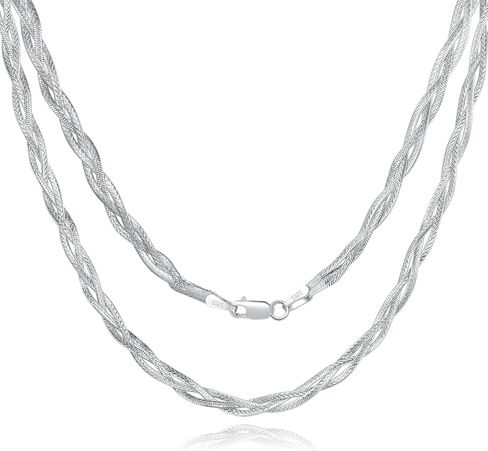 925 Sterling Silver Link Chain Necklace for Women Men, Miami Cuban Link Chain Twisted Rope Chain Figaro Chain Herringbone Snake Chain, Trendy Hip Hop Link Chain Choker Necklaces in Saudi Arabia