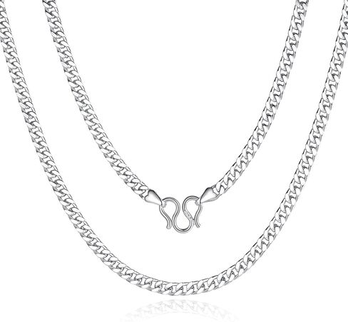 925 Sterling Silver Link Chain Necklace for Women Men, Miami Cuban Link Chain Twisted Rope Chain Figaro Chain Herringbone Snake Chain, Trendy Hip Hop Link Chain Choker Necklaces in Saudi Arabia