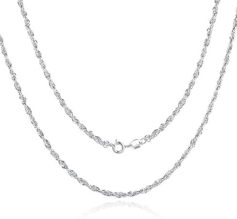 925 Sterling Silver Link Chain Necklace for Women Men, Miami Cuban Link Chain Twisted Rope Chain Figaro Chain Herringbone Snake Chain, Trendy Hip Hop Link Chain Choker Necklaces in Saudi Arabia