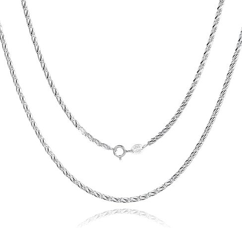 925 Sterling Silver Link Chain Necklace for Women Men, Miami Cuban Link Chain Twisted Rope Chain Figaro Chain Herringbone Snake Chain, Trendy Hip Hop Link Chain Choker Necklaces in Saudi Arabia