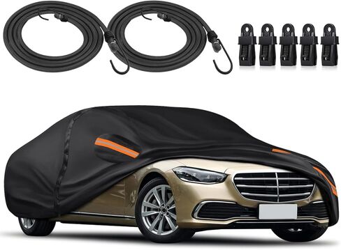غطاء سيارة KEYOOG مقاوم للماء مناسب لجميع الأحوال الجوية لعام 2006-2023 MERC-edes Benz S Series S400 S550 S63 AMG، قماش أكسفورد 600D شديد التحمل، واقي من الشمس وأغطية السيارة الخارجية مع سحاب الباب in Kuwait