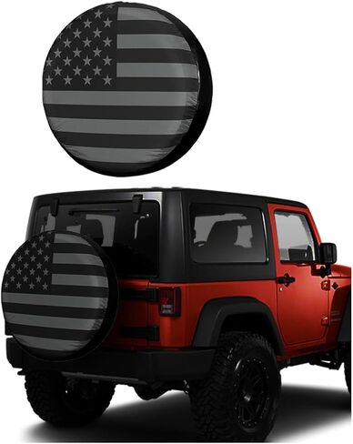 Spare Tire Cover for RV Trailer, American Flag Waterproof Leather Vehicle Wheel Protector, Dustproof Camper Sparing Tire Protection Fit for Wrangler SUV, Truck, Travel Trailer (17 Inches) in Saudi Arabia