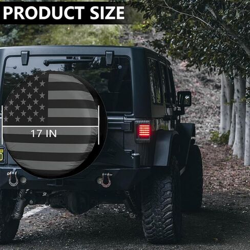 Spare Tire Cover for RV Trailer, American Flag Waterproof Leather Vehicle Wheel Protector, Dustproof Camper Sparing Tire Protection Fit for Wrangler SUV, Truck, Travel Trailer (17 Inches) in Kuwait