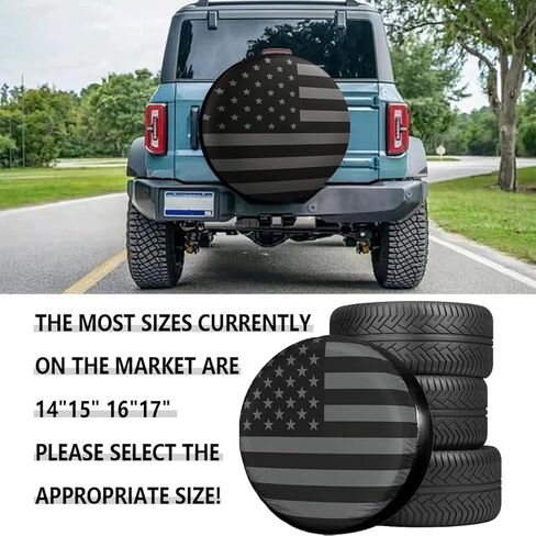 Spare Tire Cover for RV Trailer, American Flag Waterproof Leather Vehicle Wheel Protector, Dustproof Camper Sparing Tire Protection Fit for Wrangler SUV, Truck, Travel Trailer (17 Inches) in Saudi Arabia