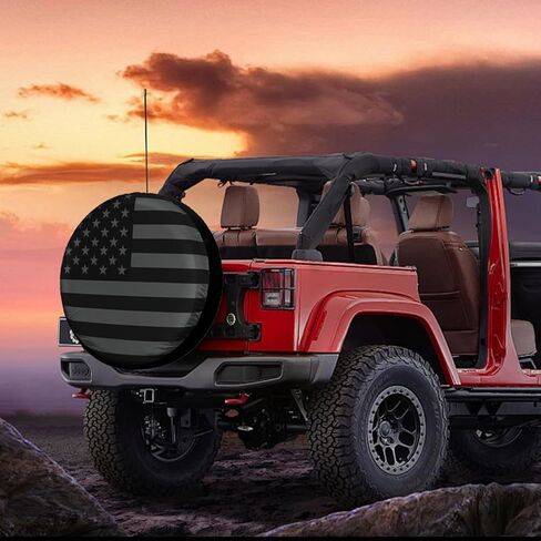 Spare Tire Cover for RV Trailer, American Flag Waterproof Leather Vehicle Wheel Protector, Dustproof Camper Sparing Tire Protection Fit for Wrangler SUV, Truck, Travel Trailer (17 Inches) in Saudi Arabia