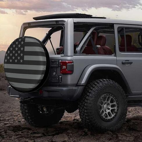 Spare Tire Cover for RV Trailer, American Flag Waterproof Leather Vehicle Wheel Protector, Dustproof Camper Sparing Tire Protection Fit for Wrangler SUV, Truck, Travel Trailer (17 Inches) in Saudi Arabia