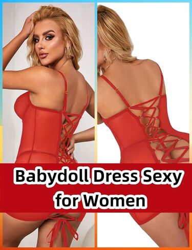 ملابس نوم نسائية من Ohyeahlady بيبي دول قميص Strappy مقاس كبير قمصان نوم غريبة مثيرة شبكية شفافة ملابس نوم تيدي in Saudi Arabia