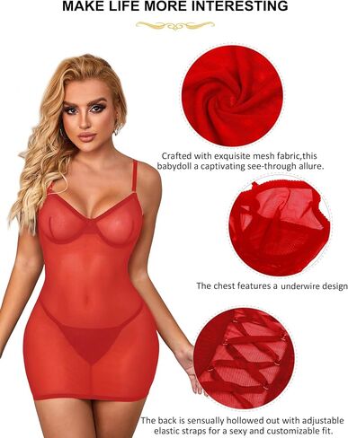 ملابس نوم نسائية من Ohyeahlady بيبي دول قميص Strappy مقاس كبير قمصان نوم غريبة مثيرة شبكية شفافة ملابس نوم تيدي in Saudi Arabia