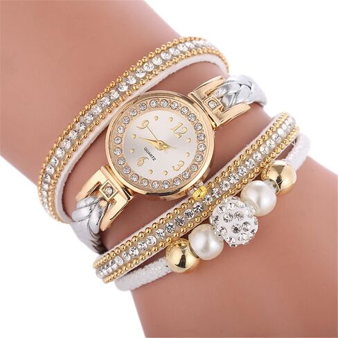 CdyBox Women Ladies Wholesale 6 Pack Diamond Watch Set Lot Leather Wrap Around Bracelet Analog Quartz Dress Wrist Watches in Saudi Arabia