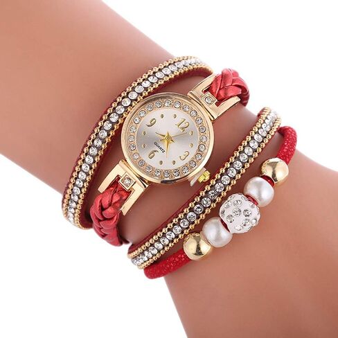 CdyBox Women Ladies Wholesale 6 Pack Diamond Watch Set Lot Leather Wrap Around Bracelet Analog Quartz Dress Wrist Watches in Saudi Arabia