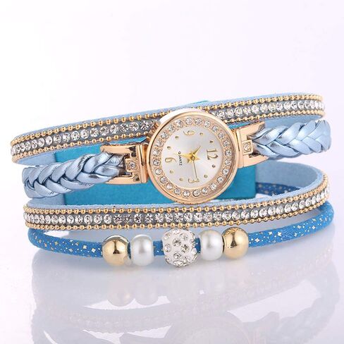 CdyBox Women Ladies Wholesale 6 Pack Diamond Watch Set Lot Leather Wrap Around Bracelet Analog Quartz Dress Wrist Watches in Saudi Arabia