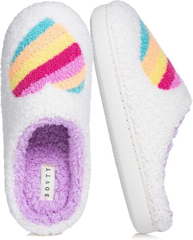 Memory Foam Slippers for Women - House Slip-on with Colorful Hearts & Stars Pattern Cute Cozy Bedroom shoes in Saudi Arabia