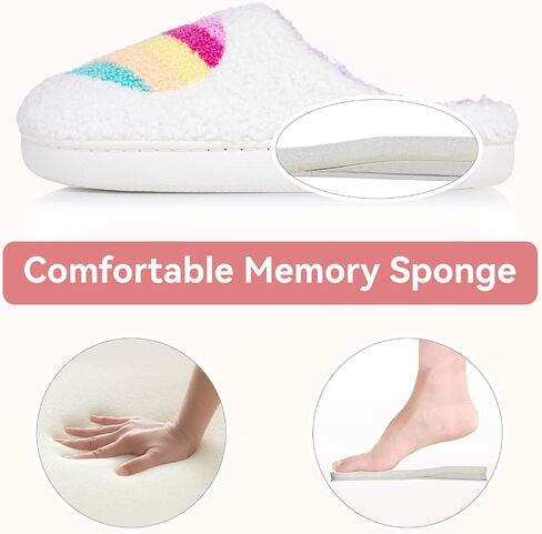 Memory Foam Slippers for Women - House Slip-on with Colorful Hearts & Stars Pattern Cute Cozy Bedroom shoes in Saudi Arabia