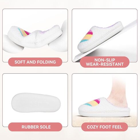 Memory Foam Slippers for Women - House Slip-on with Colorful Hearts & Stars Pattern Cute Cozy Bedroom shoes in Saudi Arabia