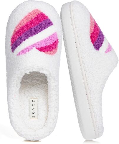Memory Foam Slippers for Women - House Slip-on with Colorful Hearts & Stars Pattern Cute Cozy Bedroom shoes in Saudi Arabia