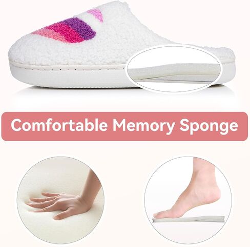Memory Foam Slippers for Women - House Slip-on with Colorful Hearts & Stars Pattern Cute Cozy Bedroom shoes in Saudi Arabia