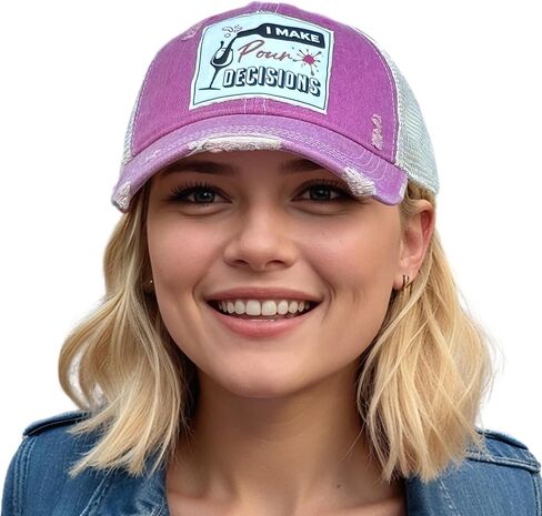 Popfizzy Funny Vintage Trucker Hats for Women and Men, Adult Humor Caps, Unisex Distressed Baseball Cap, Adjustable Snapback in Kuwait