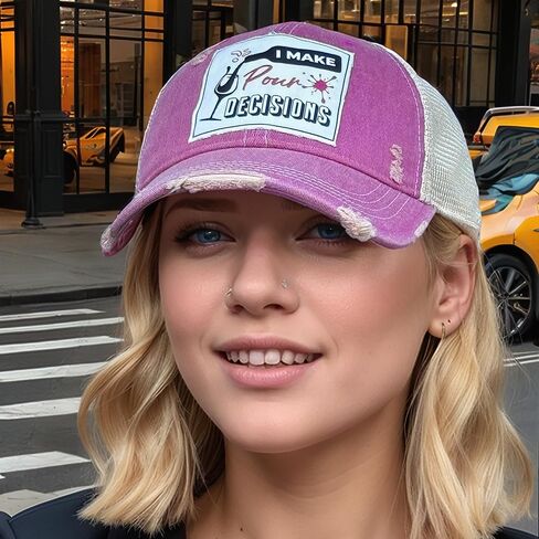 Popfizzy Funny Vintage Trucker Hats for Women and Men, Adult Humor Caps, Unisex Distressed Baseball Cap, Adjustable Snapback in Kuwait