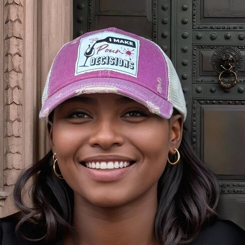 Popfizzy Funny Vintage Trucker Hats for Women and Men, Adult Humor Caps, Unisex Distressed Baseball Cap, Adjustable Snapback in Kuwait