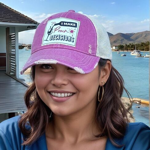 Popfizzy Funny Vintage Trucker Hats for Women and Men, Adult Humor Caps, Unisex Distressed Baseball Cap, Adjustable Snapback in Kuwait