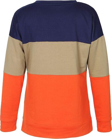 سويت شيرت حريمي برقبة دائرية وأكمام طويلة من Smile Fish، تونيك علوي بفتحة جانبية، ألوان متعددة، قمصان خريفية مريحة، مزيج من القطن، برتقالي، S in Kuwait