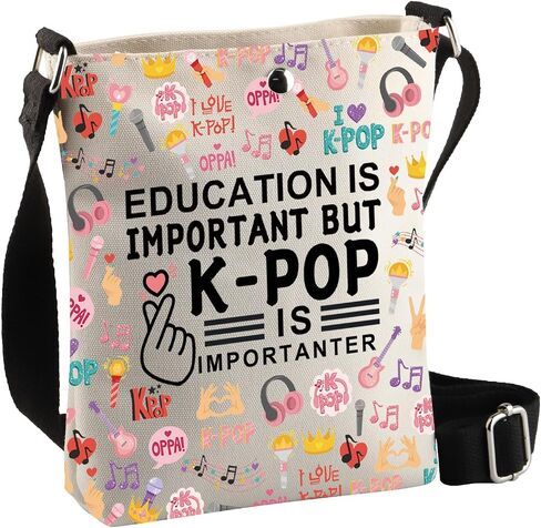 BDPWSS k-pop Merchandise Korean Drama Lover Gift Education Is Important But K-pop Is Importanter Crossbody Bag For Kpop Fans in Saudi Arabia