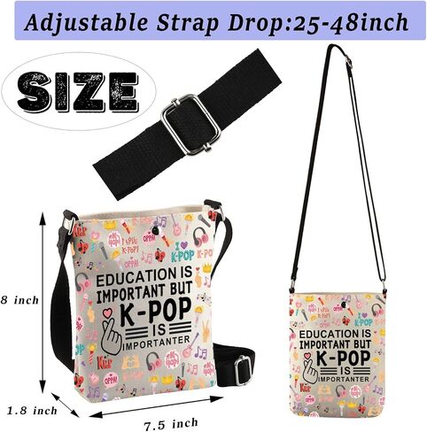 BDPWSS k-pop Merchandise Korean Drama Lover Gift Education Is Important But K-pop Is Importanter Crossbody Bag For Kpop Fans in Saudi Arabia