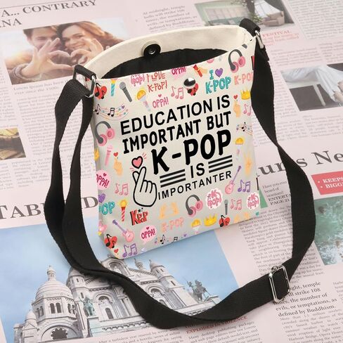 BDPWSS k-pop Merchandise Korean Drama Lover Gift Education Is Important But K-pop Is Importanter Crossbody Bag For Kpop Fans in Saudi Arabia