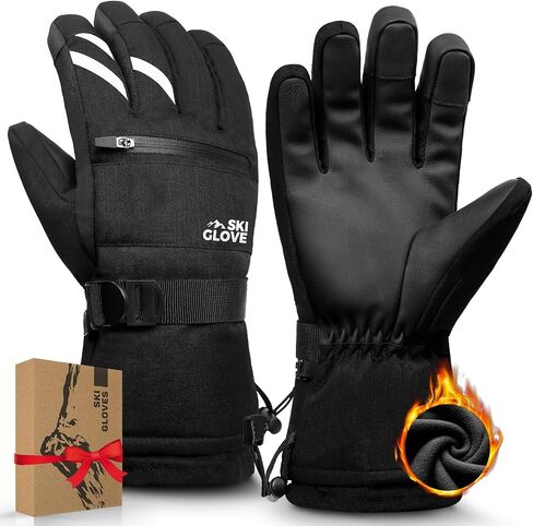 Waterproof Winter Gloves Men, Windproof Snow Ski Gloves, Breathable Warm Thermal Gloves for Women, 5-Finger Touchscreen Gloves for Driving Workout Running Hiking Cycling Snowboarding in Saudi Arabia